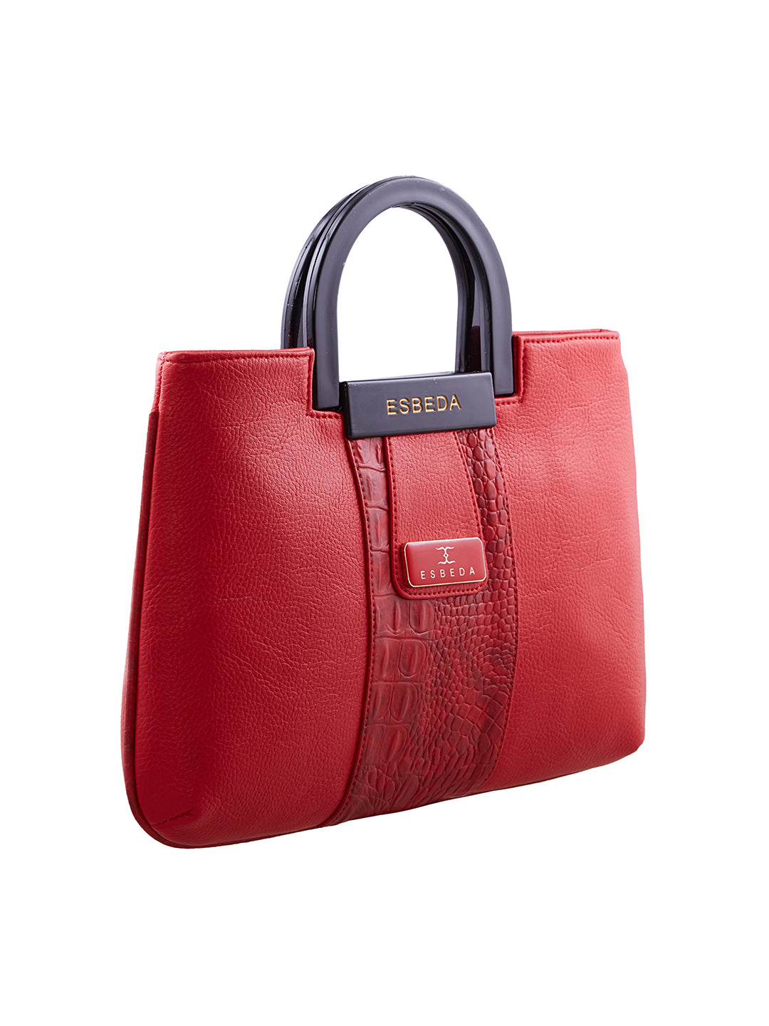 Croco Stripe Pattern Acrylic Handle Handbag For Womens
