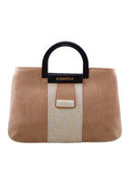 Croco Stripe Pattern Acrylic Handle Handbag For Womens