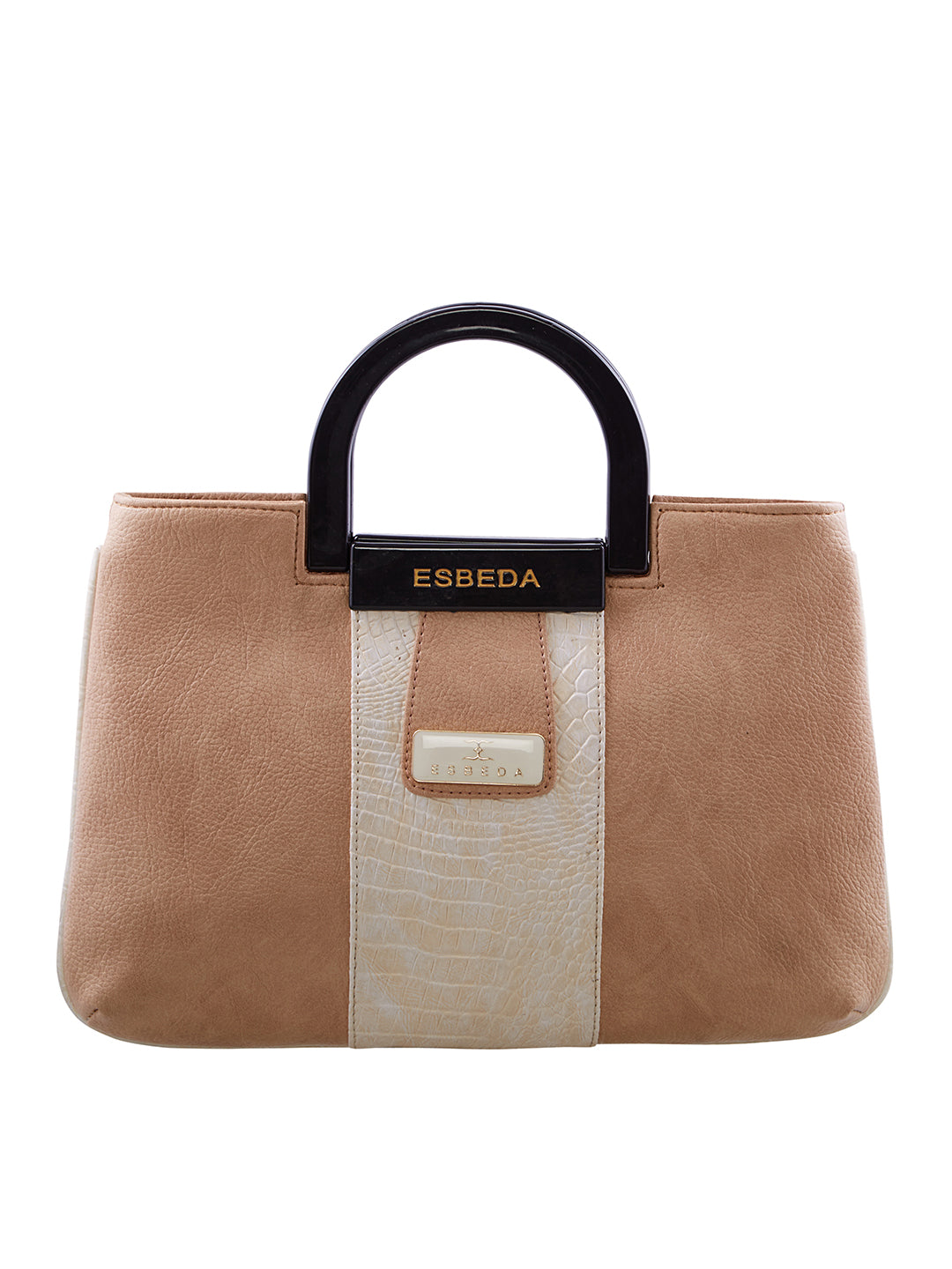 Croco Stripe Pattern Acrylic Handle Handbag For Womens