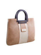 Croco Stripe Pattern Acrylic Handle Handbag For Womens