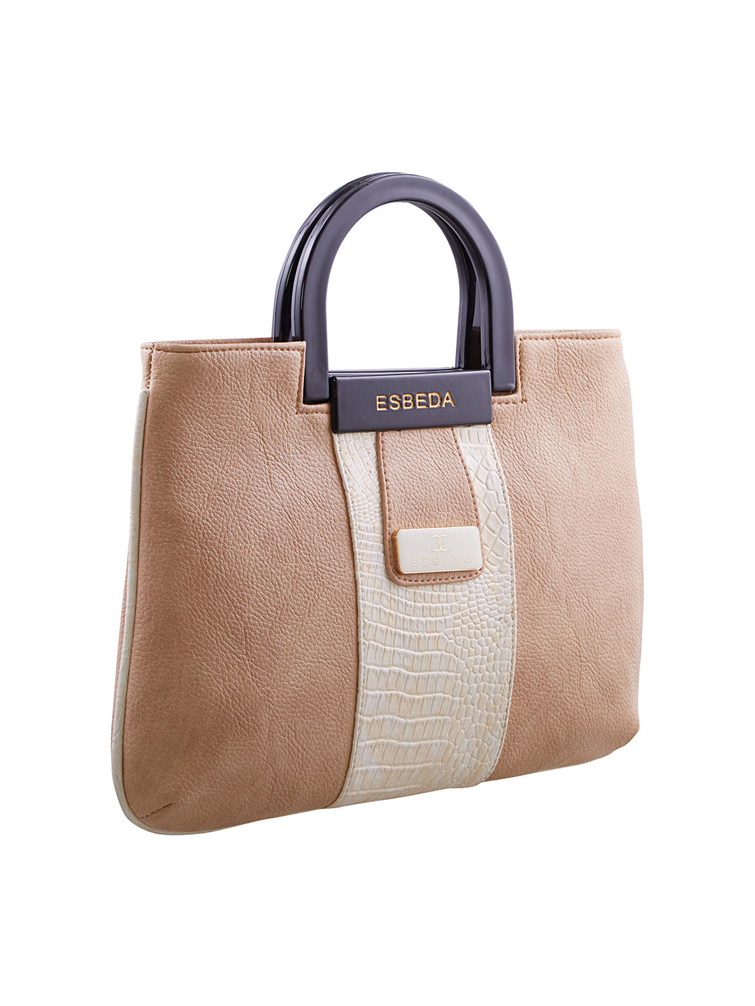 Croco Stripe Pattern Acrylic Handle Handbag For Womens