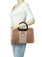 Croco Stripe Pattern Acrylic Handle Handbag For Womens