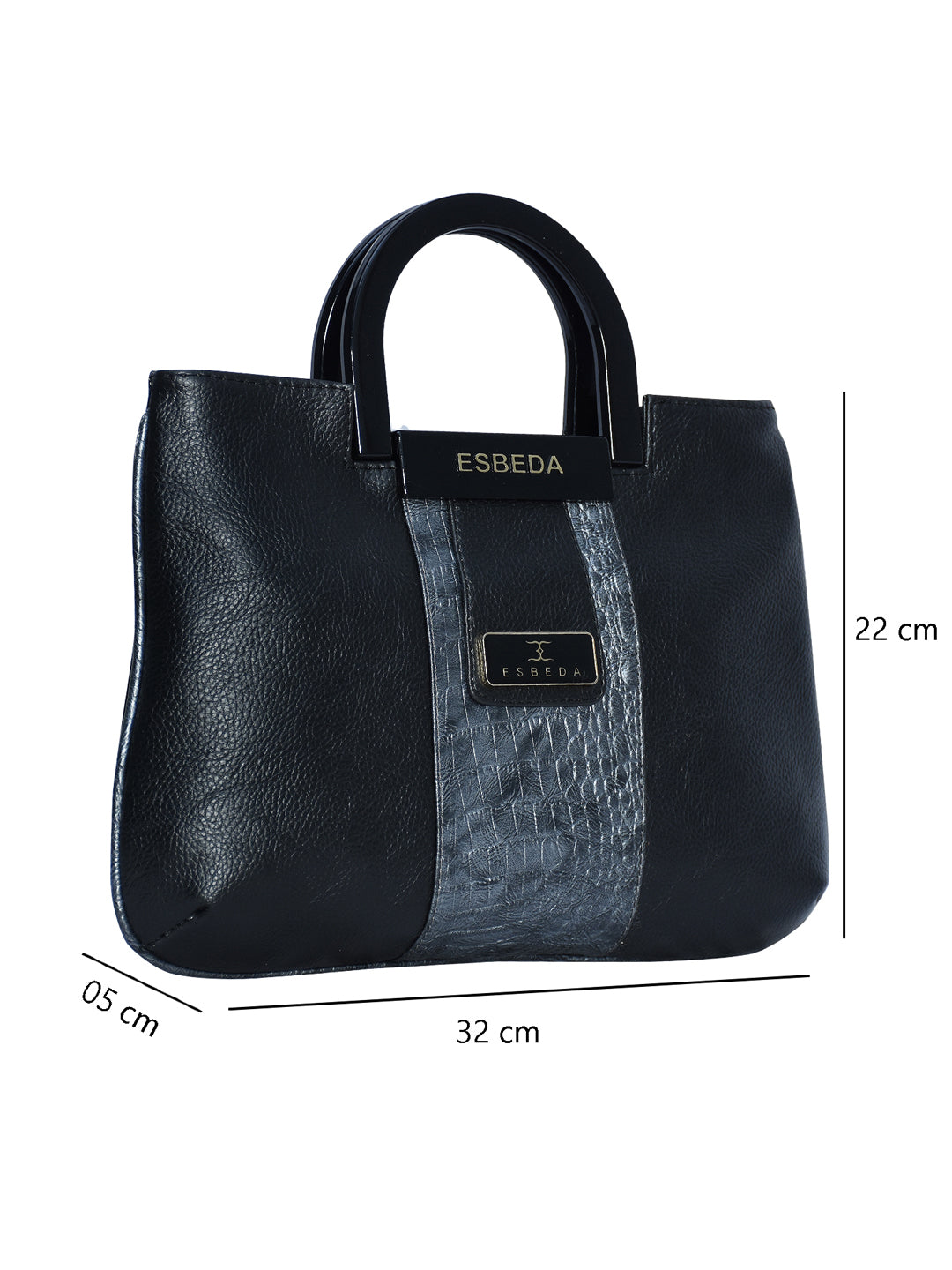 Croco Stripe Pattern Acrylic Handle Handbag For Womens