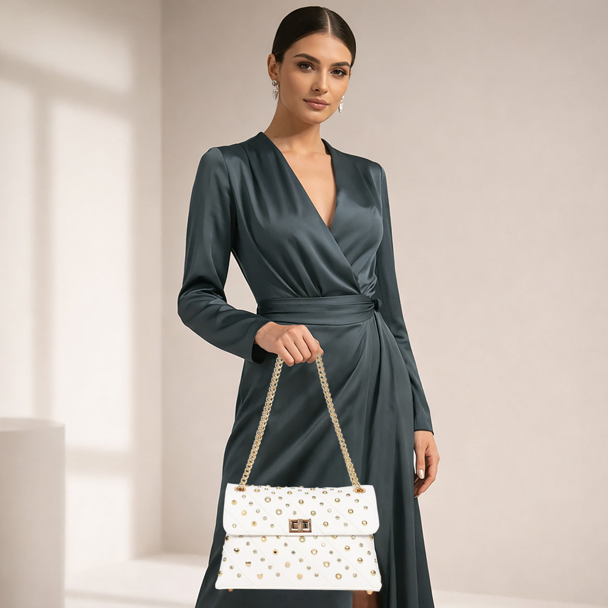 Quiltra Stud Sling bag For Womens