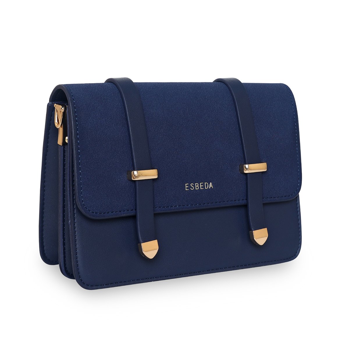 ESBEDA Navy Blue Color Solid Pattern Crossbody Box Sling Bag For Women