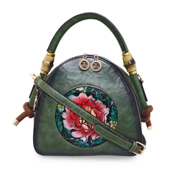 ESBEDA Green Color Vintage Embossed Flower Handbag For Women