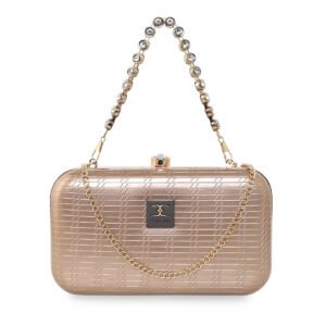 ESBEDA Gold Color Emboss Brick Pattern Clutch For Women