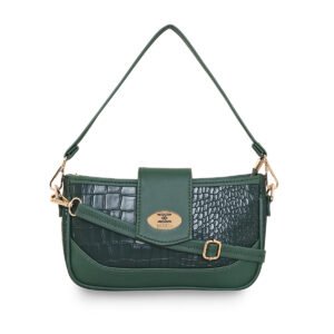 ESBEDA Green Color Croco Texture Crossbody Slingbag For Women