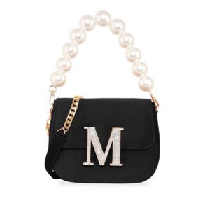 ESBEDA Black Color Personalized Nicole Velvet Slingbag For Women