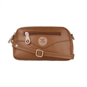 ESBEDA Tan Color Solid Boxy Shape Slingbag For Women