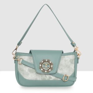 ESBEDA Aqua Green Color Structured Printed Slingbag For Womens