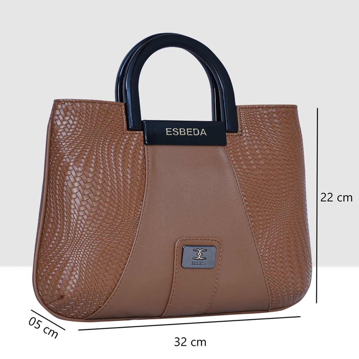 ESBEDA Tan Color Woven Texture Acrylic Top Handle Handbag For Women