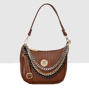 ESBEDA Tan Color Woven Embossed Mini Sling Bag For Women