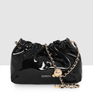 ESBEDA Black Color Curley Glossy Sling Bag For Women