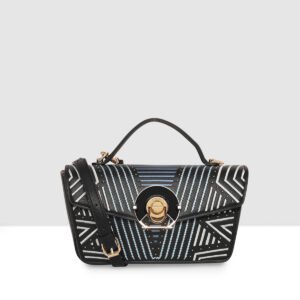 ESBEDA Black Color Embroidered Pattern Sling Bag For Women