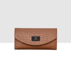 ESBEDA Tan Color Croco Embossed Wallet For Women