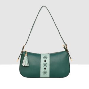 ESBEDA Green Color Self Design Mayan Stitch Handbag For Women