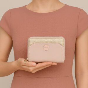 ESBEDA Cream Color Classic Zipper Wallet For Women