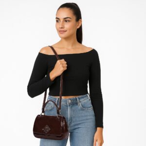ESBEDA Brown Color Structured Classic Sling Bag For Women