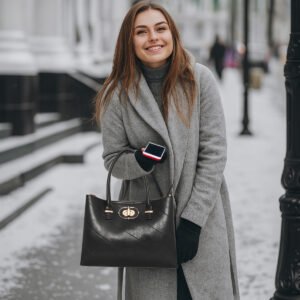 ESBEDA Black Color Classic Crest Handbag For Women