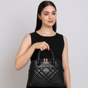 ESBEDA Black Color Diamond Duchess Handbag For Women