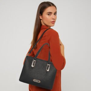 ESBEDA Black Color Garnet Structure Handbag For Women