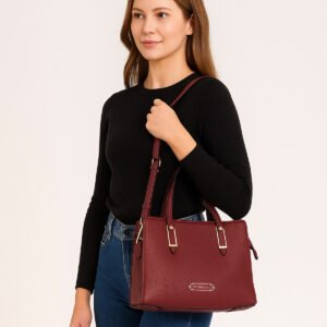 ESBEDA Maroon Color Garnet Structure Handbag For Women