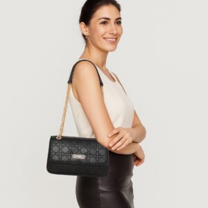 ESBEDA Black Color Quilted Structured Sling Bag For Women