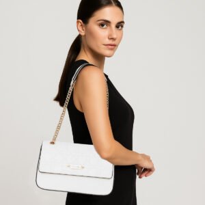 ESBEDA White Color Quilted Structured Sling Bag For Women