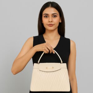 ESBEDA Beige Color Quilted Luxe Top-Handle Handbag For Women