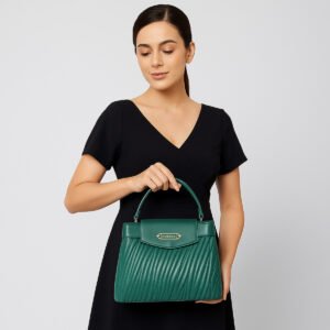 ESBEDA Green Color Quilted Luxe Top-Handle Handbag For Women