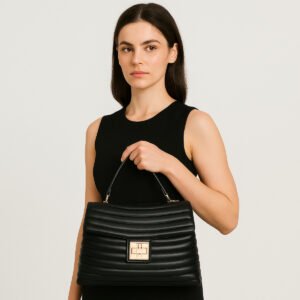 ESBEDA Black Color Quilt Satchel Handbag For Women