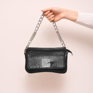 ESBEDA Black Color Crinkle-Textured Sling Bag For Women