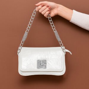ESBEDA White Color Crinkle-Textured Sling Bag For Women