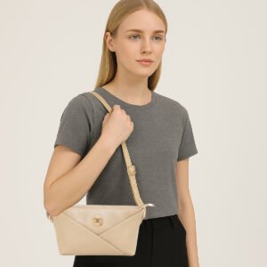 ESBEDA Beige Color Elegant Cross-fold Design Sling Bag For Women