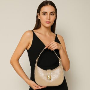 ESBEDA Beige Color Luxelock Curve Handbag For Women
