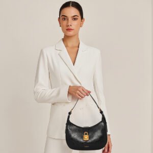 ESBEDA Black Color Luxelock Curve Handbag For Women