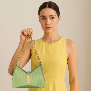 ESBEDA Green Color Luxe Chain Flap Sling Bag For Women