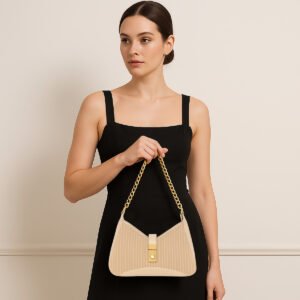 ESBEDA Beige Color Luxe Chain Flap Sling Bag For Women