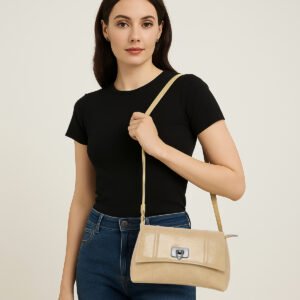ESBEDA Beige Color Elegant Goss Finish Sling Bag For Women