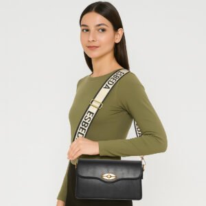 ESBEDA Black Color Twist Satchel Sling Bag For Women