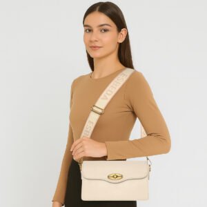 ESBEDA Cream Color Twist Satchel Sling Bag For Women