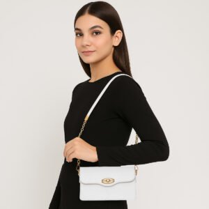 ESBEDA White Color Twist Satchel Sling Bag For Women