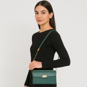 ESBEDA Green Color Twist Satchel Sling Bag For Women