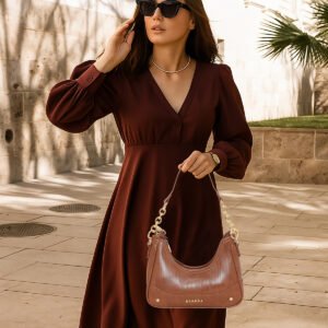 ESBEDA Tan Color Noir Crescent Sling Bag For Women