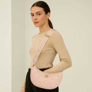 ESBEDA Peach Color Elan Quilted Sling Bag For Women