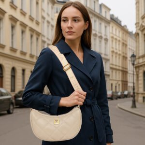 ESBEDA Cream Color Elan Quilted Sling Bag For Women
