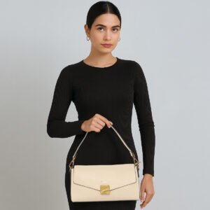 ESBEDA Cream Color Structured Crafted Sling Bag For Women