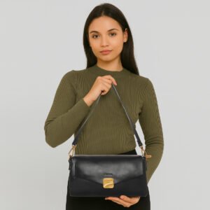ESBEDA Black Color Structured Crafted Sling Bag For Women