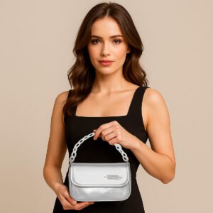 ESBEDA Silver Color Rectangular Flap Design Sling Bag For Women
